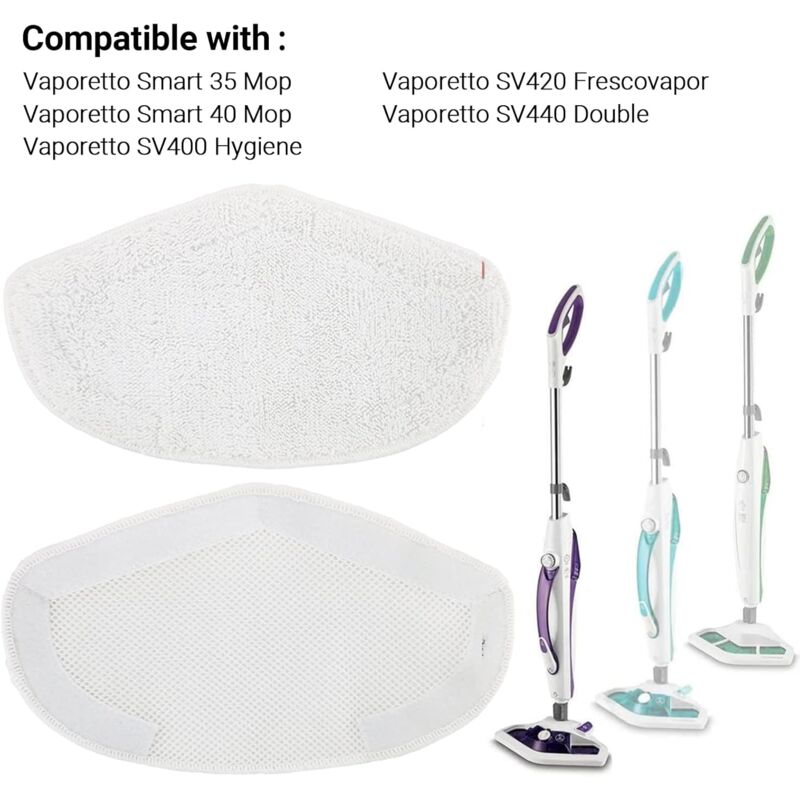 Adapter 3 pcs Mop Cloth Replacement For Polti Vaporetto,Compatible With Vaporetto Smart 40Mop, Smart V1188-MS-227-2488