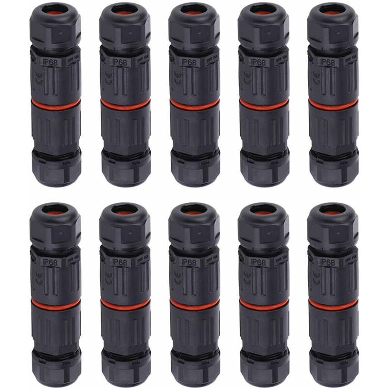 Whpps 10 pcs Ip68 Waterproof Straight Connector Junction Box Electrical Wire Cable 3 Pin Outdoor Connector V1188-MS-227-2492