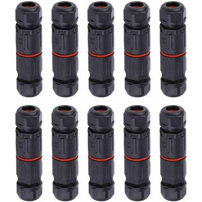 Whpps 10 pcs Ip68 Waterproof Straight Connector Junction Box Electrical Wire Cable 3 Pin Outdoor Connector V1188-MS-227-2492