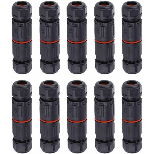 Whpps 10 pcs Ip68 Waterproof Straight Connector Junction Box Electrical Wire Cable 3 Pin Outdoor Connector V1188-MS-227-2492
