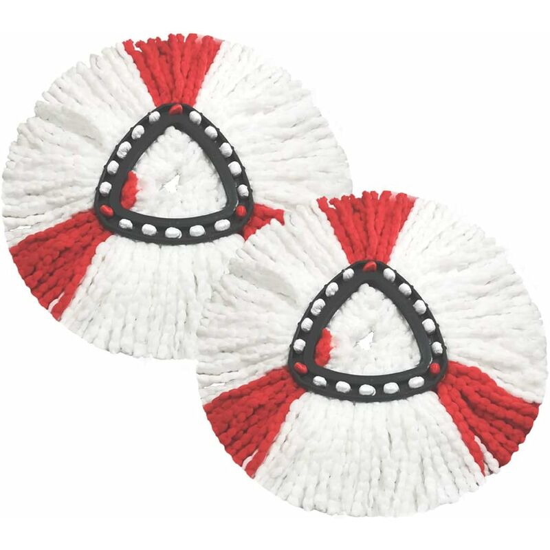 2 Pack Mop Heads Compatible With Vileda 2 In 1 Turbo Mop Replacement Head, Microfiber, Red, White. V1188-MS-227-2493