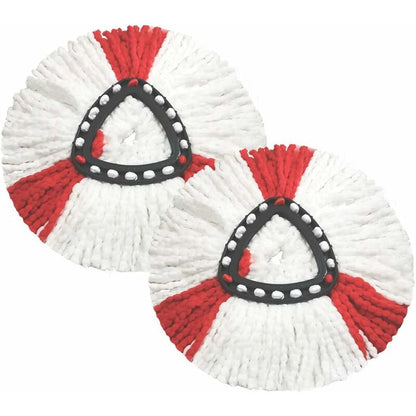 2 Pack Mop Heads Compatible With Vileda 2 In 1 Turbo Mop Replacement Head, Microfiber, Red, White. V1188-MS-227-2493