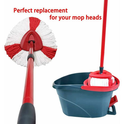 2 Pack Mop Heads Compatible With Vileda 2 In 1 Turbo Mop Replacement Head, Microfiber, Red, White. V1188-MS-227-2493