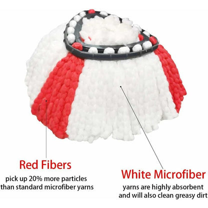 2 Pack Mop Heads Compatible With Vileda 2 In 1 Turbo Mop Replacement Head, Microfiber, Red, White. V1188-MS-227-2493