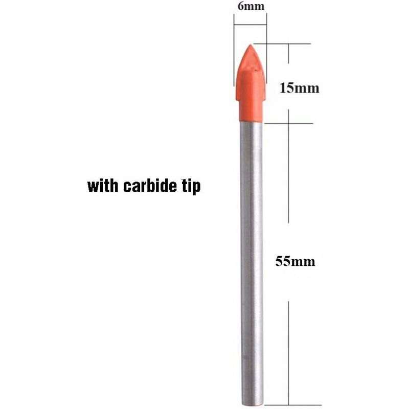 10 Steel Drill Bit For Tile Glass Ceramic Marble And Mirror 6Mm Tungsten Carbide Tip For Hard And Fragile V1188-MS-227-2513