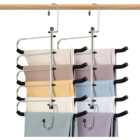 2 Pack Space Saving Hangers - Non-Slip Trouser Hanger With Foam Padded Swing Hanger Multi-Layer Hanger V1188-MS-227-2515