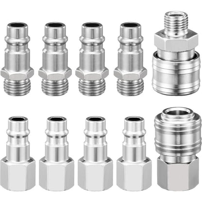 1/4" Bsp Pneumatic Quick Connector, 10 Pieces European Air Compressor Fitting, Compressor Connector For V1188-MS-227-2516