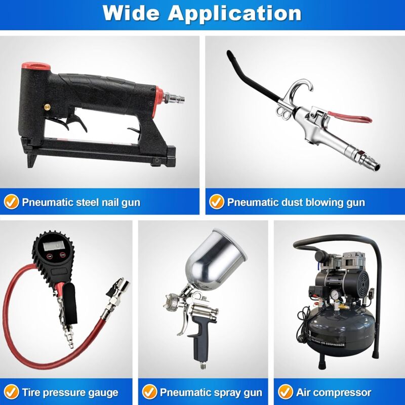 1/4" Bsp Pneumatic Quick Connector, 10 Pieces European Air Compressor Fitting, Compressor Connector For V1188-MS-227-2516