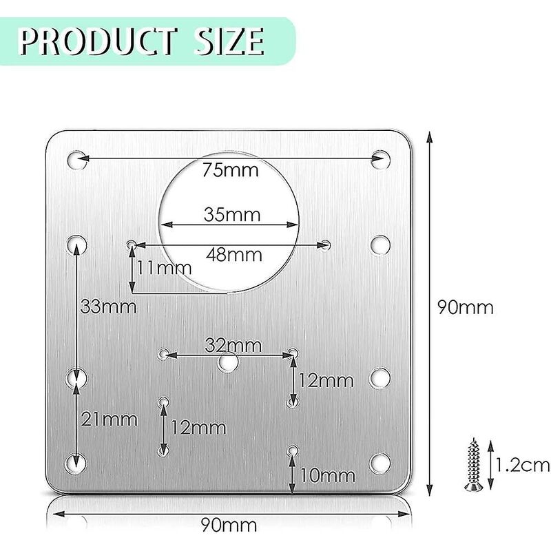 8 pcs Stainless Steel Cabinet Hinge Repair Plate With 48 Screws V1188-MS-227-2520