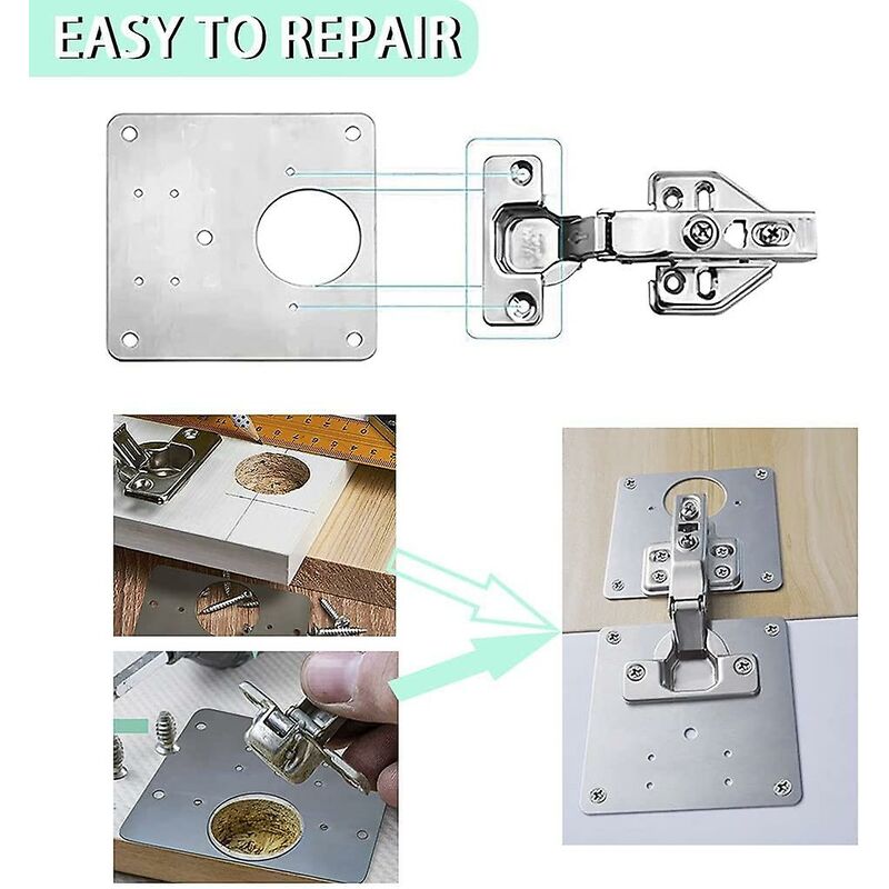 8 pcs Stainless Steel Cabinet Hinge Repair Plate With 48 Screws V1188-MS-227-2520