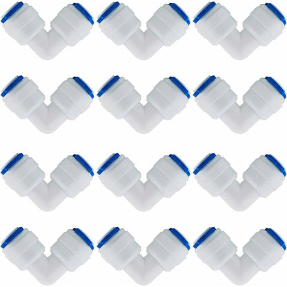 12 pcs RO Water Filter Accessories Nozzle Fitting 1/4 Inch 90 Degree Right Angle Fast Docking For Connecting V1188-MS-227-2532