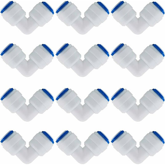 12 pcs RO Water Filter Accessories Nozzle Fitting 1/4 Inch 90 Degree Right Angle Fast Docking For Connecting V1188-MS-227-2532