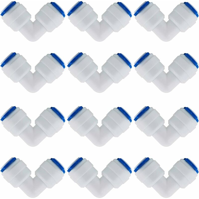 12 pcs RO Water Filter Accessories Nozzle Fitting 1/4 Inch 90 Degree Right Angle Fast Docking For Connecting V1188-MS-227-2532