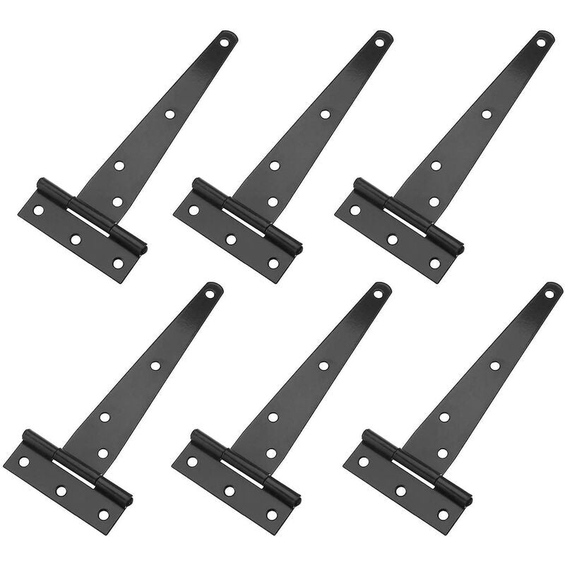 6 Pack T-Shaped Hinges For Garden Shed - 10Cm - Heavy Duty - Forged Steel - Rustproof - Black V1188-MS-227-2539