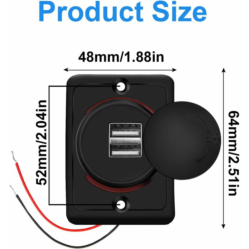 Car Usb Charger, 3.1A 12V/24V Usb Control Panel, Dual Port Charger Power Socket, 2 Port Adapter, For Car, V1188-MS-227-2541