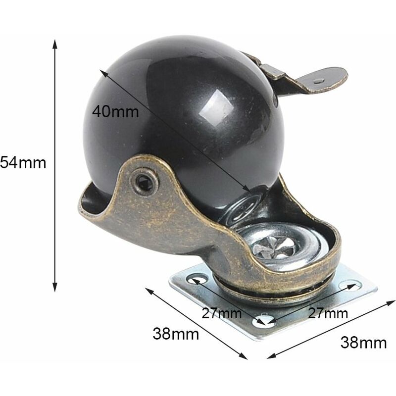 4 pcs Furniture Leg Caster Wheels (1.5Inch (40Mm) - With Brake) V1188-MS-227-2557