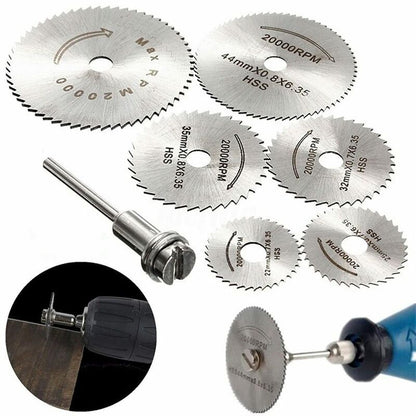 6 pcs Hss Saw Blades Set With 1Pc 1/8" Shank Extension ROd, Cutting Wheel Set For ROtary Tools V1188-MS-227-2558