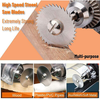 6 pcs Hss Saw Blades Set With 1Pc 1/8" Shank Extension ROd, Cutting Wheel Set For ROtary Tools V1188-MS-227-2558