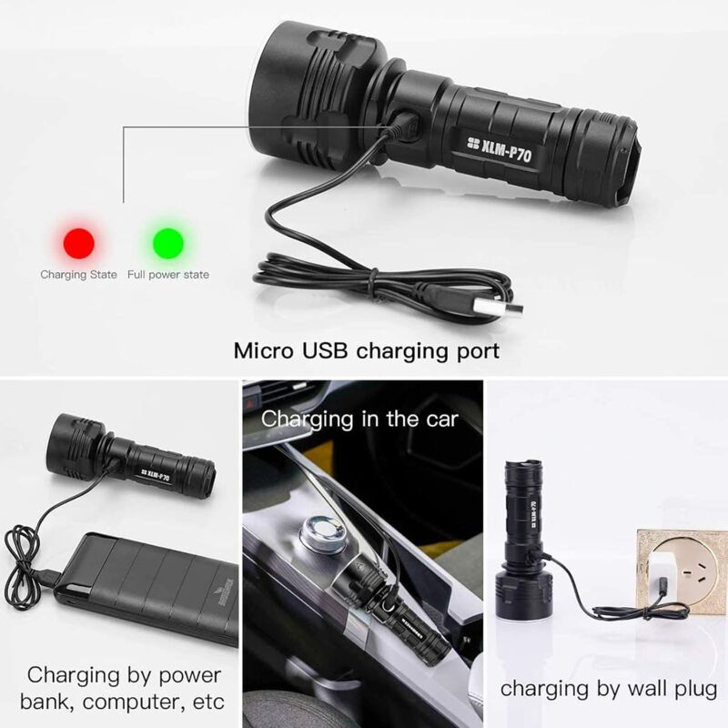 30000-100000 Lumen High Power LED Flashlight Waterproof Ultra Bright, 3 Modes High Brightness Usb Rechargeable V1188-MS-227-2565