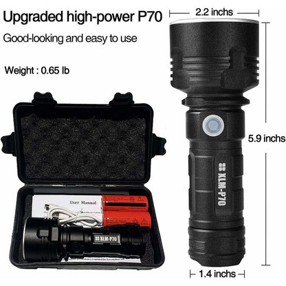30000-100000 Lumen High Power LED Flashlight Waterproof Ultra Bright, 3 Modes High Brightness Usb Rechargeable V1188-MS-227-2565
