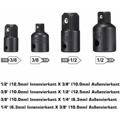 Socket Adapter 1/2 3/8 1/4 Hexagon Drill Bits Adapter Set Nut Wrench Reducer Socket Adaptor Converter Ratchet V1188-MS-227-2569