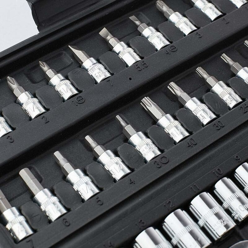 46 pcs Socket Set Chrome Vanadium 1/4" Adapter Set Socket Set For Car Diy V1188-MS-227-2572