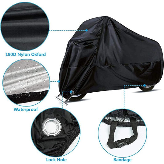 Motorcycle Cover, 190T Waterproof Motorcycle Covers With Lock Holes, Uv Protection Dust Covers For Indoor And V1188-MS-227-2574