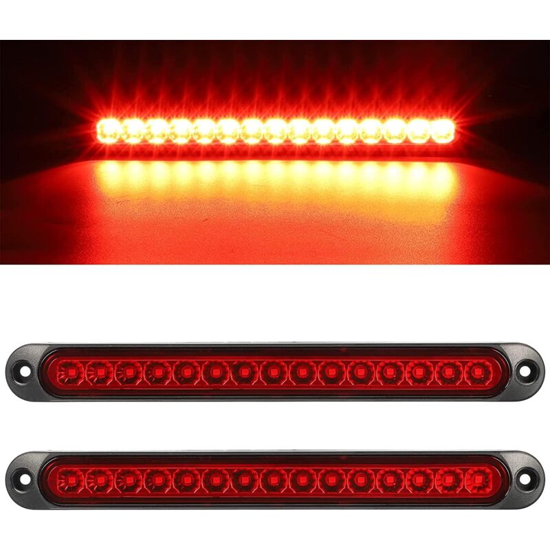 2 pcs 12-24V 15 LED Trailer Brake Tail Light Bar Waterproof Rear Lights Running Lights Identification Light V1188-MS-227-2578