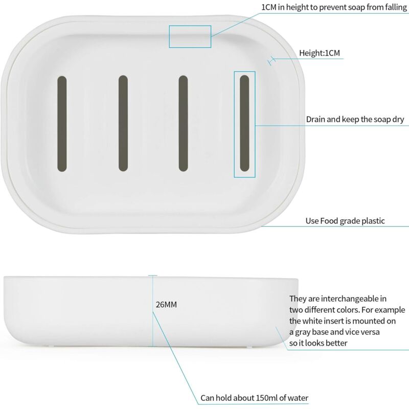 Bathroom Soap Dishes. Strong Drainage. Keep Soap Dry. Easy To Clean Soap Holder (White) V1188-MS-227-2582