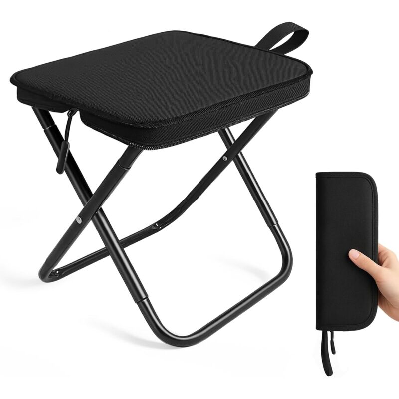 Folding Stool, Lightweight Steel Folding Camping Stool - 120Kg Load Capacity, Fishing, Garden, Camping, Beach V1188-MS-227-2587