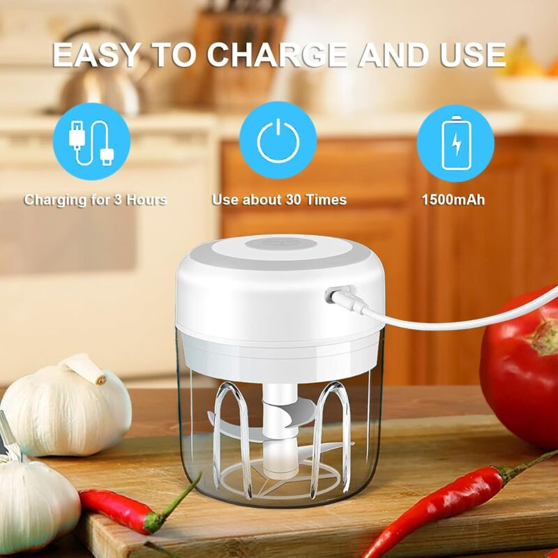 Cordless Electric Food Chopper, Mini Food Processor, 250Ml, Easy To Clean And Replace, Durable Electric V1188-MS-227-2588