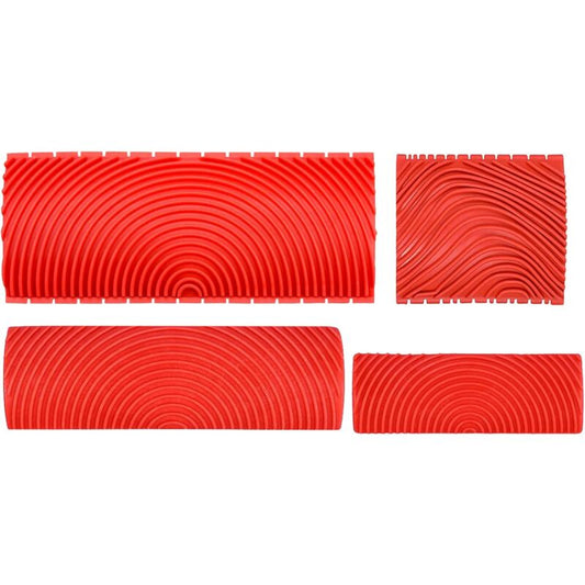 4 Pieces Wood Graining Tool, Wood Effect Grain For Decoration - Red, Rubber Wood Graining Tool Wood Effect V1188-MS-227-2590