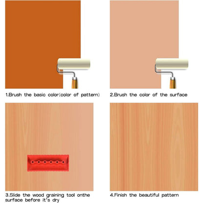 4 Pieces Wood Graining Tool, Wood Effect Grain For Decoration - Red, Rubber Wood Graining Tool Wood Effect V1188-MS-227-2590