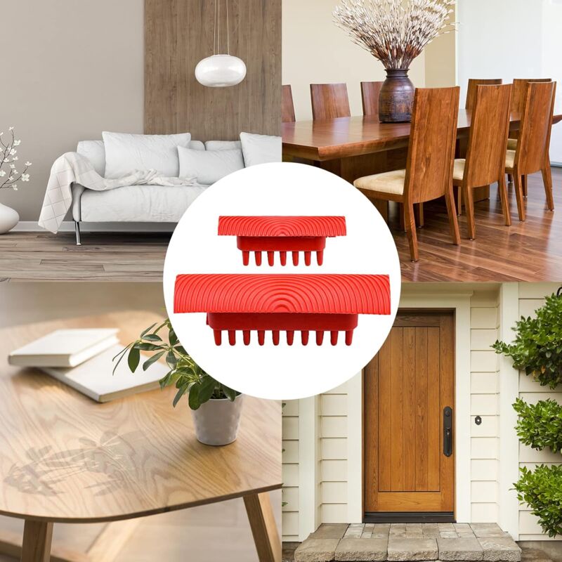 4 Pieces Wood Graining Tool, Wood Effect Grain For Decoration - Red, Rubber Wood Graining Tool Wood Effect V1188-MS-227-2590