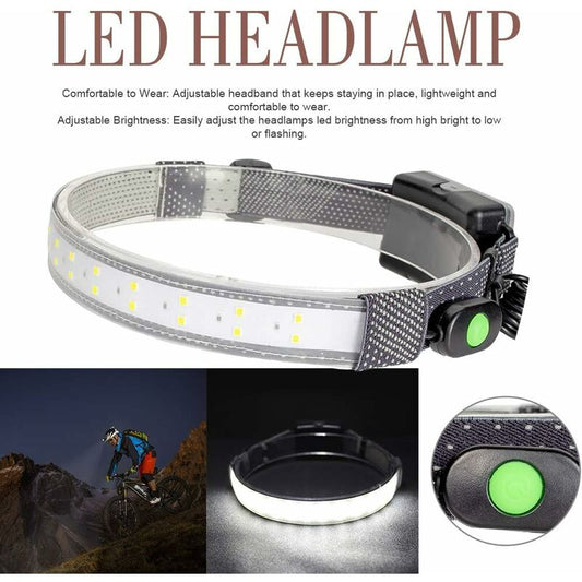 LED Headlamp, 350 Lumens, Waterproof Wide Beam Headlamp With 3 Modes Headband For Outdoor Running Hiking V1188-MS-227-2599