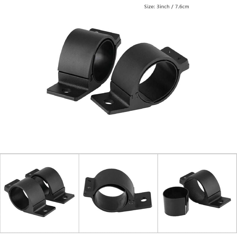 2 Bar Mounting Brackets, Keenso Aluminum Bar Mounting Clamps For Automotive LED Headlight Bars (3") V1188-MS-227-2610