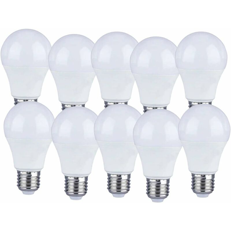 Pack Of 10 Pack Of 10 E27 9W A60 LED Bulbs - Warm White Light 4200K - 806 Lumen V1188-MS-227-2613