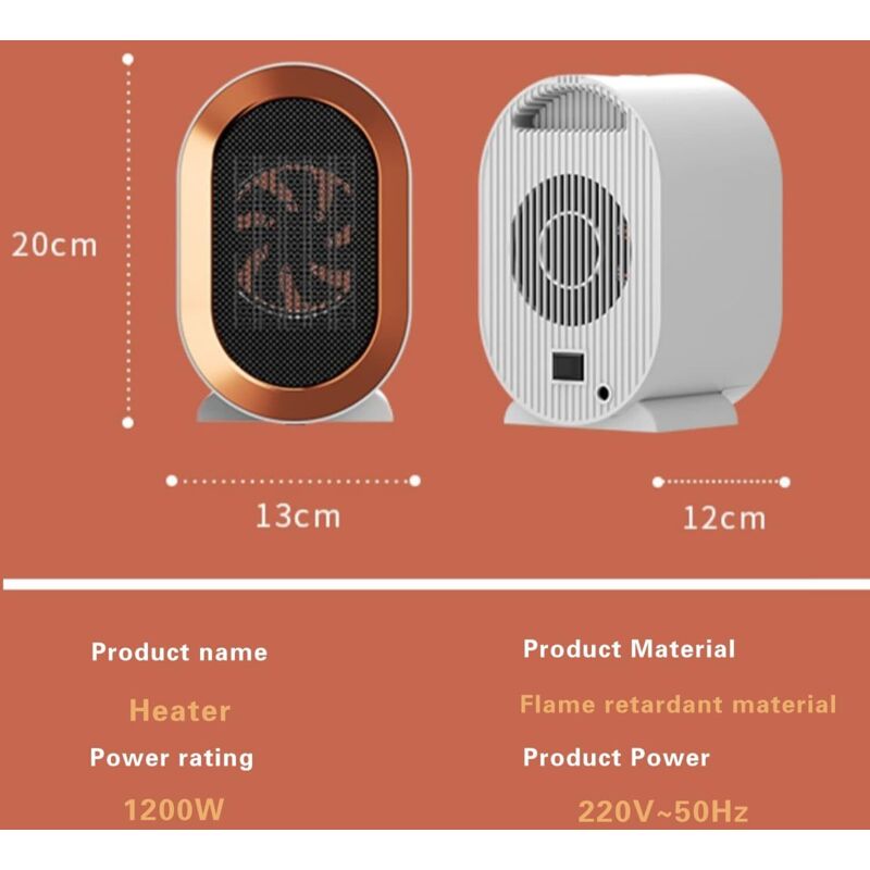 1200W ceramic PTC electric fan heater, two temperature settings, overheat protection, rapid heating, quiet V1188-MS-227-2614