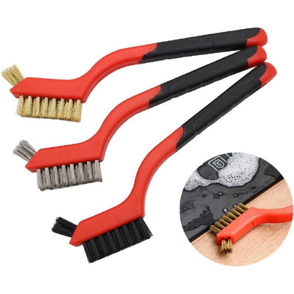3 pcs Wire Brushes Stainless Steel Brass Carbon Nylon Scrub Brushes For Cleaning Welding Slag Stripping Rust V1188-MS-227-2617