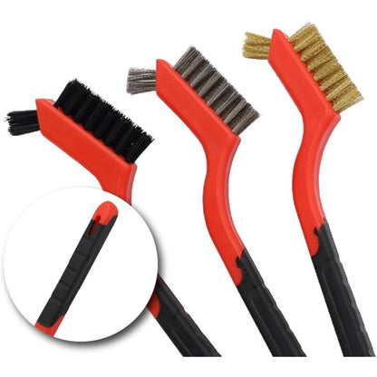 3 pcs Wire Brushes Stainless Steel Brass Carbon Nylon Scrub Brushes For Cleaning Welding Slag Stripping Rust V1188-MS-227-2617