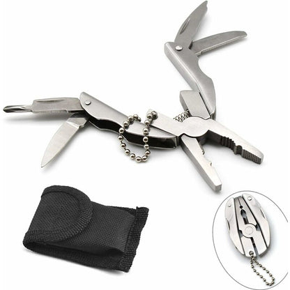 Multi-Tool Pliers Kit Multifunction Pocket Tool With Black Leather Sheath, Multitools Pliers For Camping, V1188-MS-227-2618