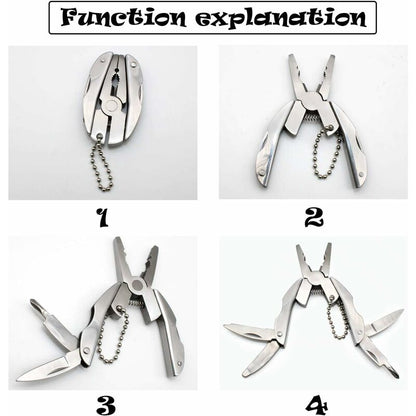 Multi-Tool Pliers Kit Multifunction Pocket Tool With Black Leather Sheath, Multitools Pliers For Camping, V1188-MS-227-2618