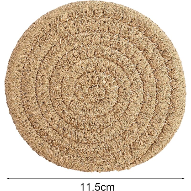 pcs Coffee Color Coasters, 11.5Cm ROund Woven Coasters Water Absorption Woven Drink Coasters Heat Resistant V1188-MS-227-2621