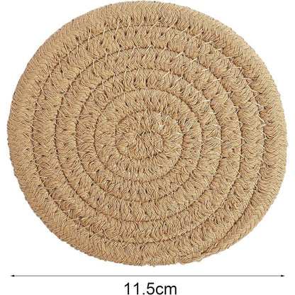 pcs Coffee Color Coasters, 11.5Cm ROund Woven Coasters Water Absorption Woven Drink Coasters Heat Resistant V1188-MS-227-2621