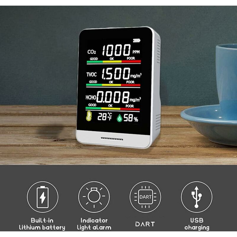 Co2 Detector Temperature Humidity Detection Tool Smart Office Indoor Outdoor High Precision Fast Detection V1188-MS-227-2627