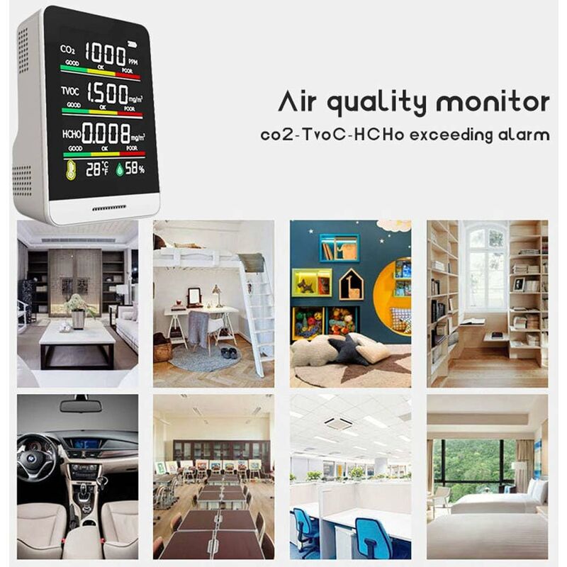Co2 Detector Temperature Humidity Detection Tool Smart Office Indoor Outdoor High Precision Fast Detection V1188-MS-227-2627