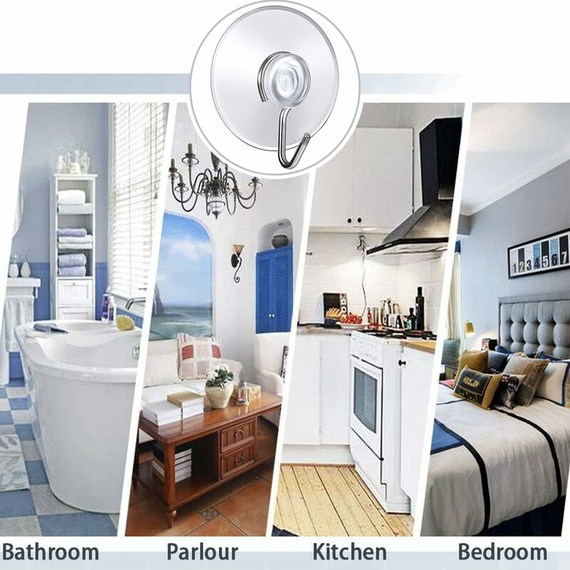 12 Pack Suction Cup Wall Hooks, Small Plastic Suction Cups With ROund Hook For Bathroom And Kitchen (4Cm) V1188-MS-227-2634