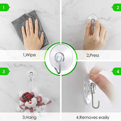 12 Pack Suction Cup Wall Hooks, Small Plastic Suction Cups With ROund Hook For Bathroom And Kitchen (4Cm) V1188-MS-227-2634