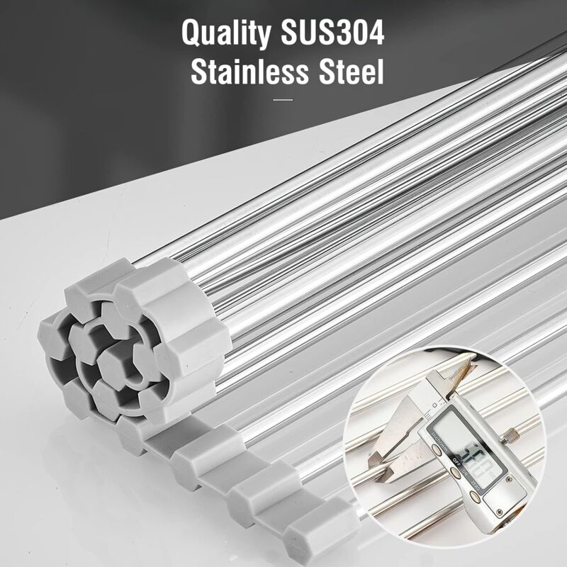 2 Pack Stainless Steel Foldable Triangular Drainer Rack For Kitchen Sink Non-Slip Grey V1188-MS-227-2642