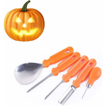 5 pcs Halloween Pumpkin Carving Tools Set Premium Quality Reusable Heavy Duty Stainless Steel Pumpkin Carving V1188-MS-227-2645
